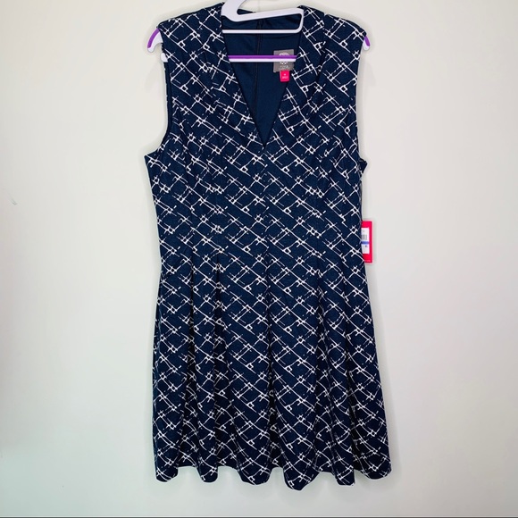 Vince Camuto Navy Blue Fit & Flare Dress - Picture 8 of 8